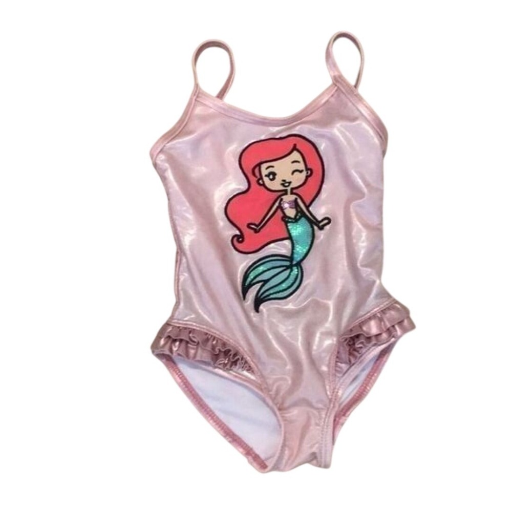 Disney aerial swimsuit little mermaid one piece size 2 ruffles metallic